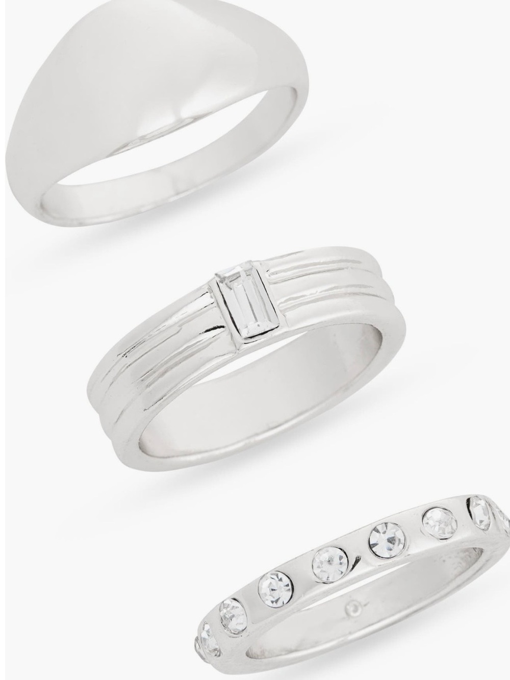 Sterling Silver-Tone Stackable Ring Set - Silver